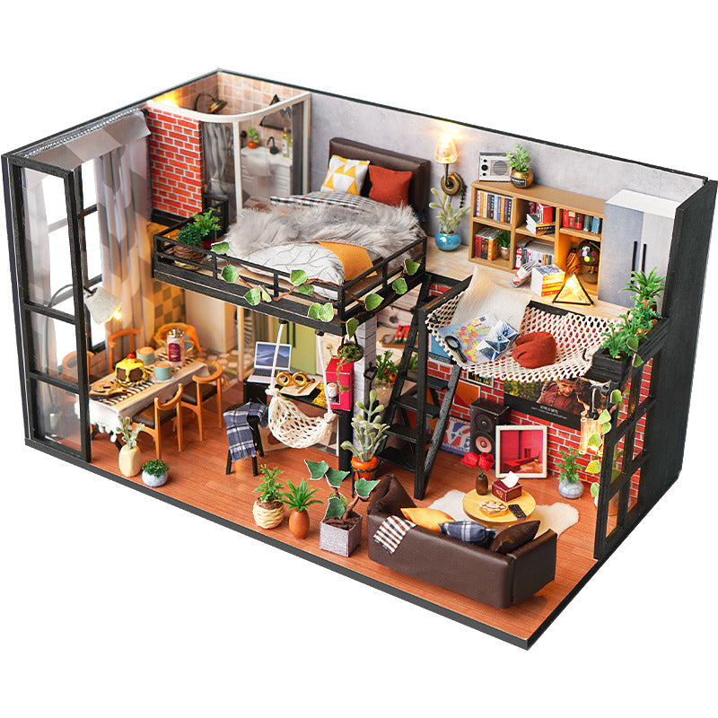 Miniature Industrial Loft - House DIY Kit With Mini Furniture