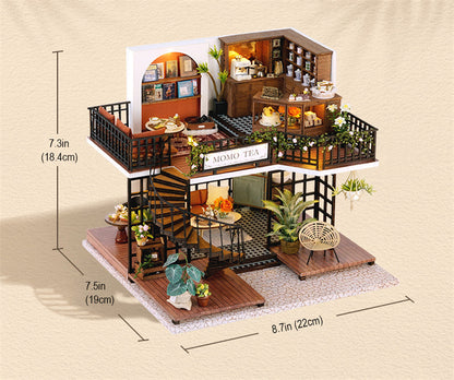 Miniature Forest Tea Shop - House DIY Kit With Mini Furniture