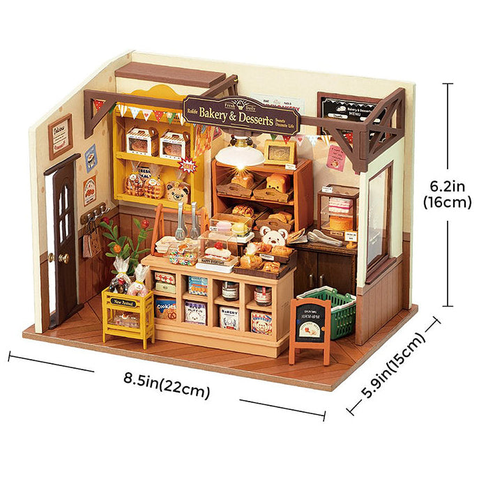 Miniature Bakery & Dessert - Room DIY Kit With Mini Wooden Furniture