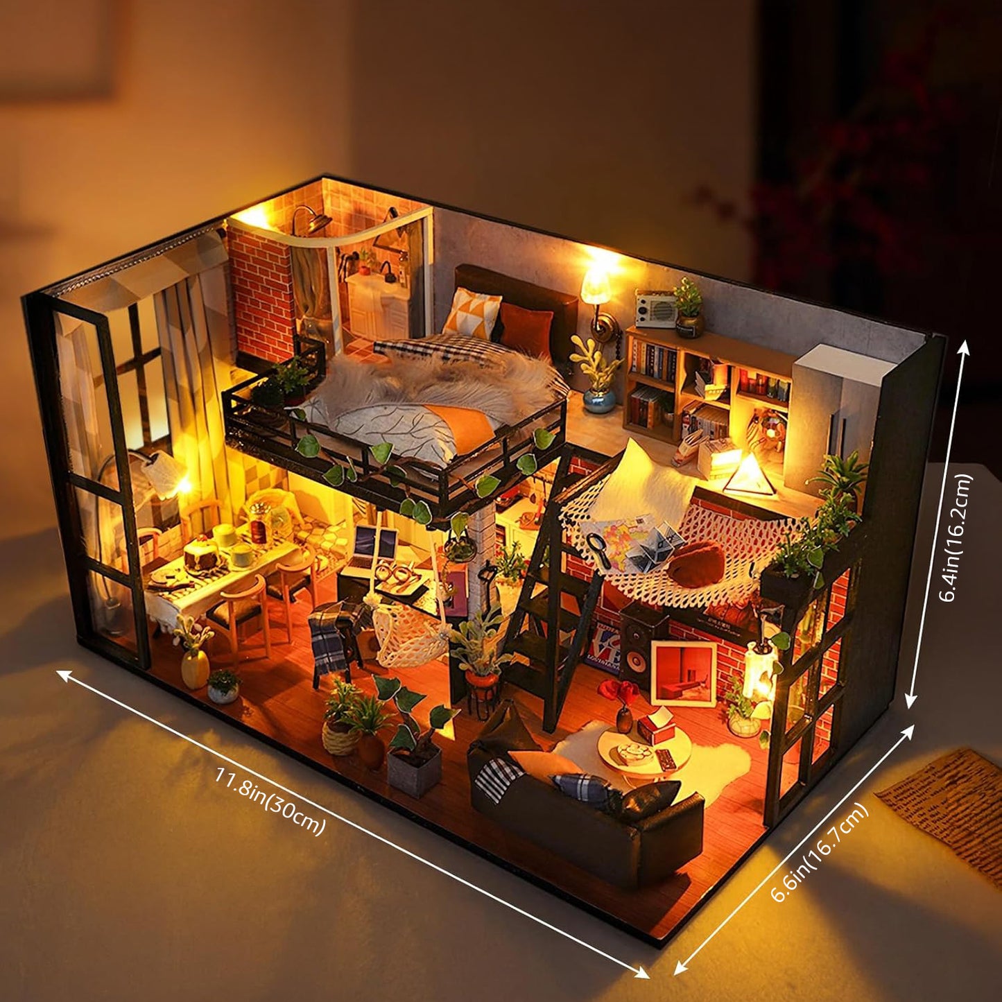 Miniature Industrial Loft - House DIY Kit With Mini Furniture