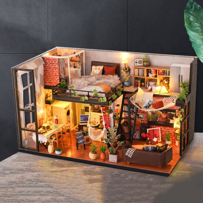 Miniature Industrial Loft - House DIY Kit With Mini Furniture