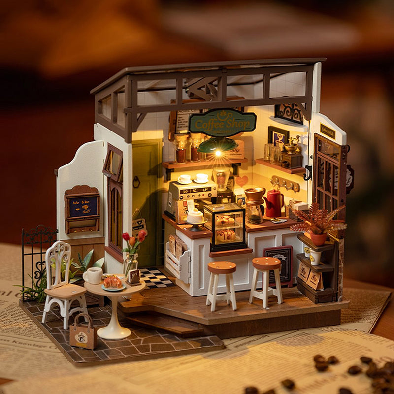 Miniature Cafe Shop - Room DIY Kit With Mini Appliances and Decorations