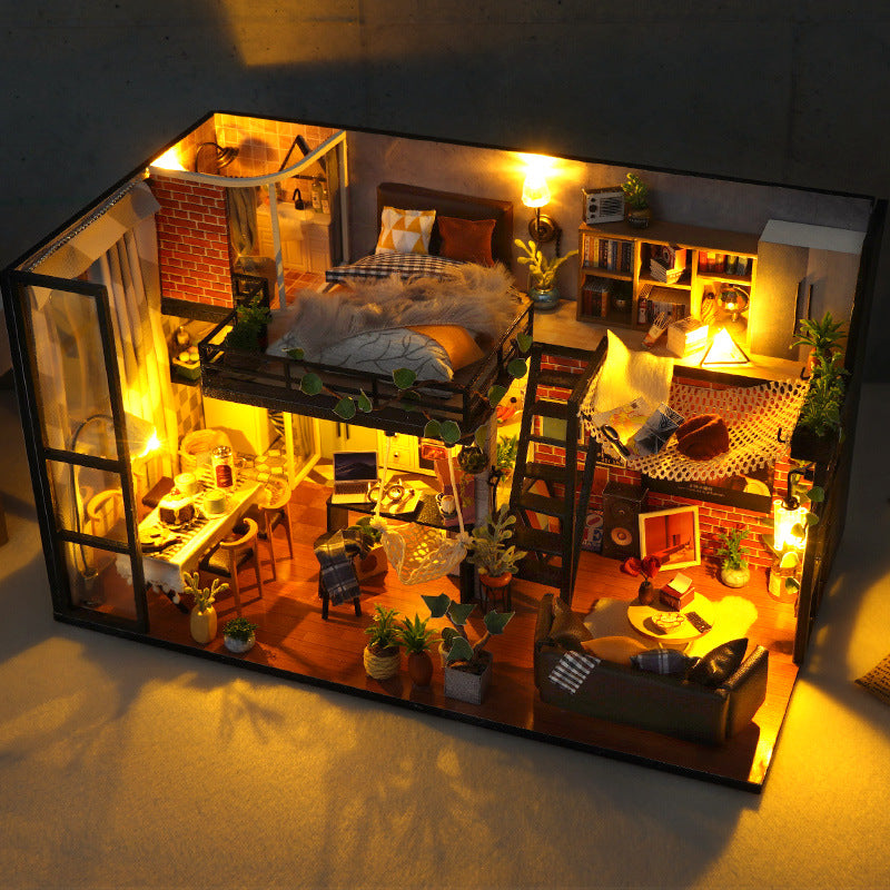 Miniature Industrial Loft - House DIY Kit With Mini Furniture