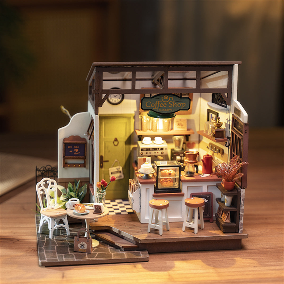 Miniature Cafe Shop - Room DIY Kit With Mini Appliances and Decorations