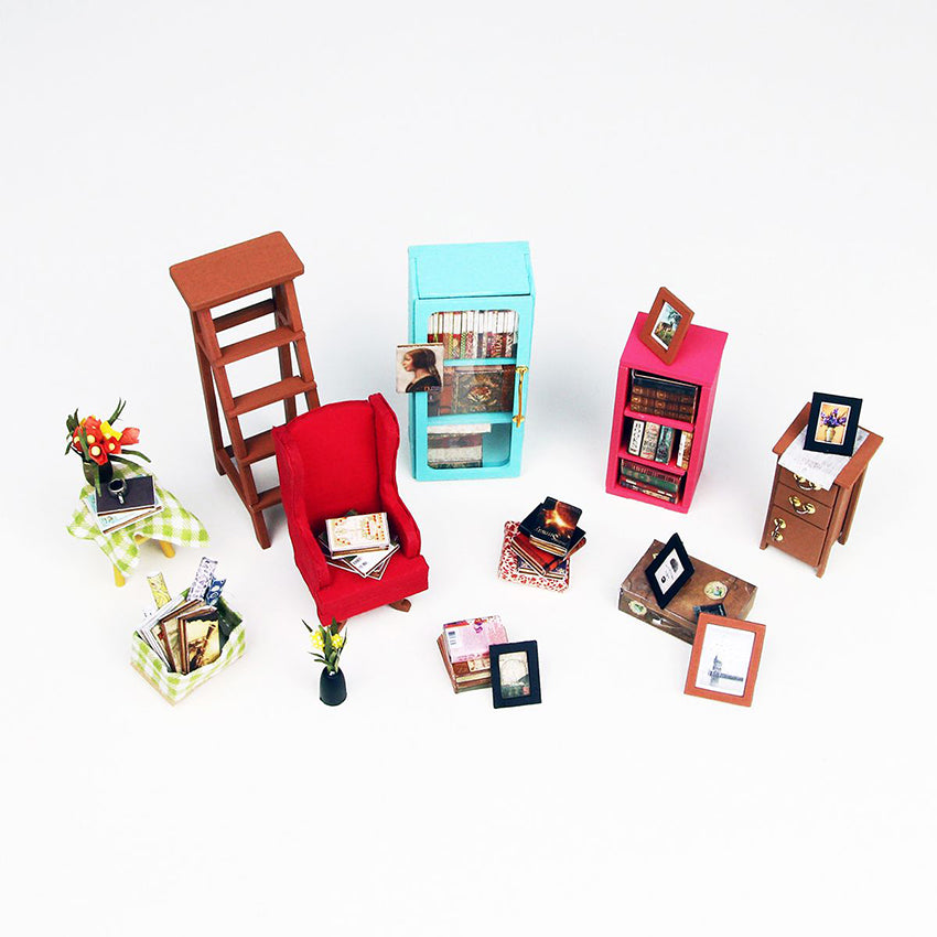 Miniature Library - Room DIY Kit With Mini Book Decorations