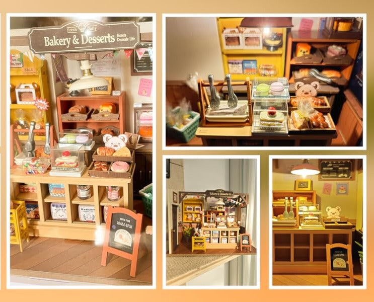 Miniature Bakery & Dessert - Room DIY Kit With Mini Wooden Furniture