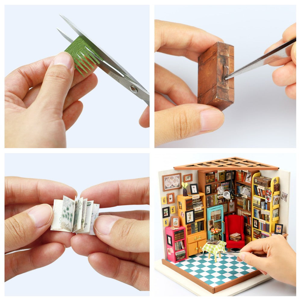 Miniature Library - Room DIY Kit With Mini Book Decorations